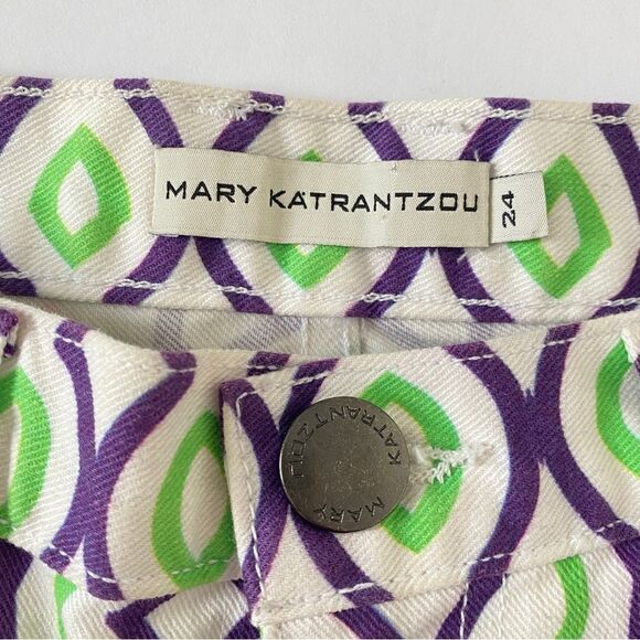 MARY KATRANTZOU Colorful White Denim Cut Off Shorts Sz 24 - Picture 5 of 10